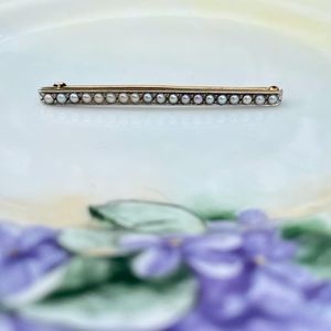 Antique 14k Gold Seed Pearl Bar Pin